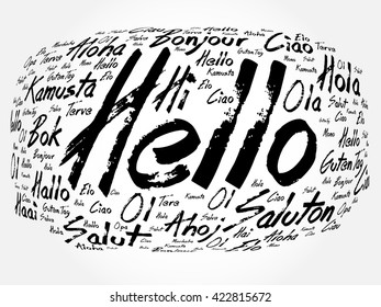 Word HELLO in different languages, presentation background