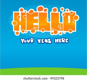 word hello on the blue background for message