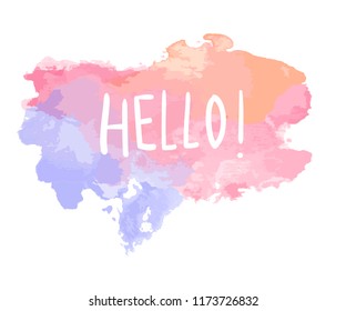 La palabra hola en un vector de acuarela