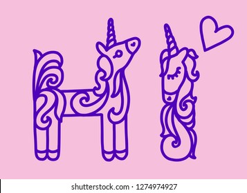 word hi unicorn written by unicorns stock vector royalty free 1274974927