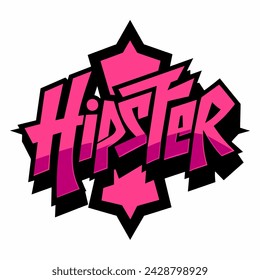The word HIPSTER in street art graffiti lettering vector image style on a white background.