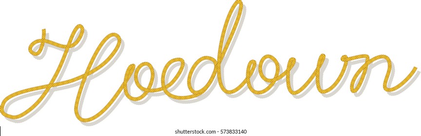 Word Hoedown Written With A Robe Brush, EPS 8 Vector Illustration, Brush Included