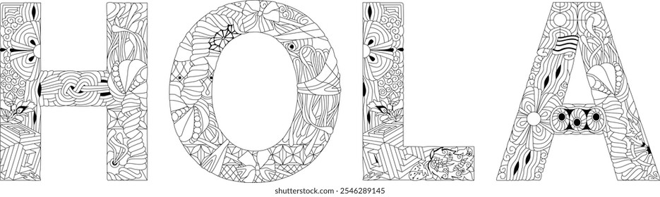 The word HOLA. Vector word isolated for coloring