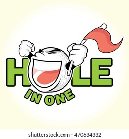 Word Hole in one with golf ball replacing letter O