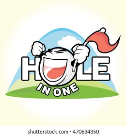 Word Hole in one with golf ball replacing letter O