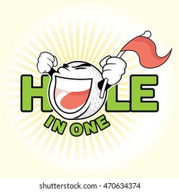 Word Hole in one with golf ball replacing letter O