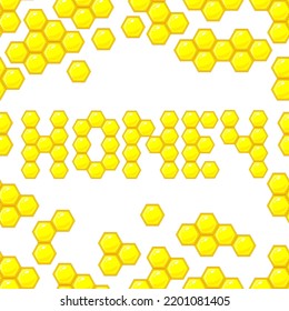 word honey and honeycombs, vector illustration