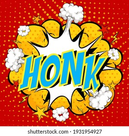 Word Honk on comic cloud explosion background illustration