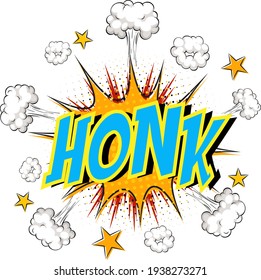 Word Honk on comic cloud explosion background illustration