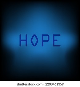 Word hope isolated on blue background. vector Illustrator.