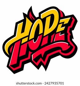 The word HOPE in street art graffiti lettering vector image style on a white background.