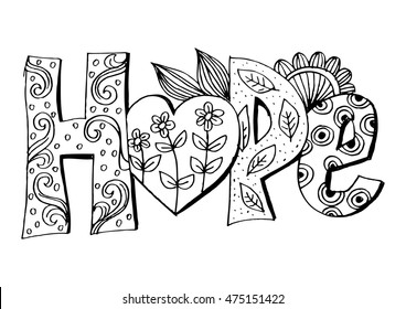 Word hope zentangle stylized