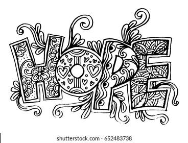 Word hope zentangle stylized
