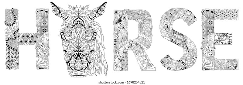 Download Horse Adult Coloring Pages High Res Stock Images Shutterstock
