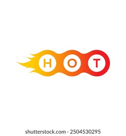 word hot in adjacent circles. flame and hot word concept