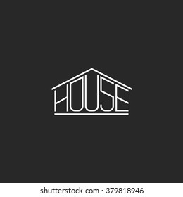 Word house logo hipster monogram lettering, graphic t-shirt design element, creative idea real estate agency emblem