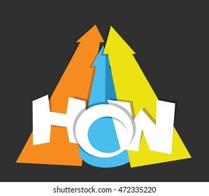 word how with arrows HOW TO concept abstract vector illustration