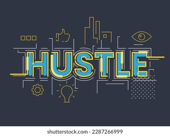 Word - Hustle in modern typography Suitable for Wall Graphics - Stock Illustration as EPS 10 File