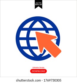 word icon, earth illustration, globe symbol, web searching, woed wide web sign
