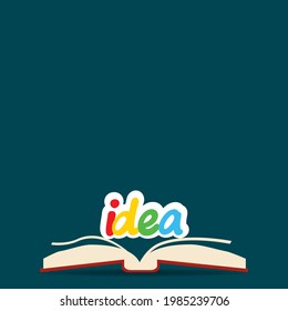 word IDEA from a book illustration for web design. Simple ideas and knowledge symbol for logo, web, app