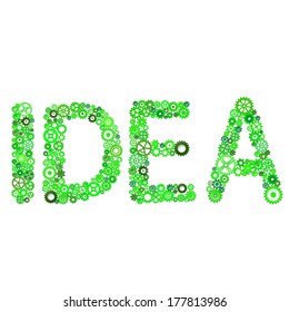 Word "Idea" vector from gears