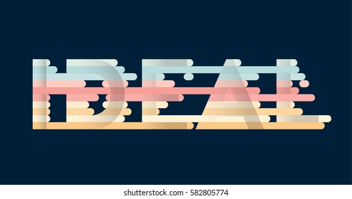 Word Ideal. Letter logo. Bright colors. Rainbow. Line word. 