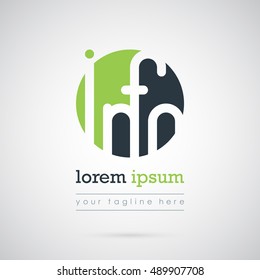 Word "info" in the circle logo template. Beautiful icon of green color on a white background. Creative and modern symbol for company identity, advertising, poster, leaflet, banner, web and flyer.