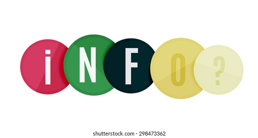 Word information concept on color geometric shapes. Banner, web button. Web illustration or message for online web site, presentation or application