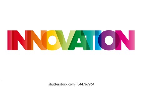 The word Innovation. Vector banner with the text colored rainbow.