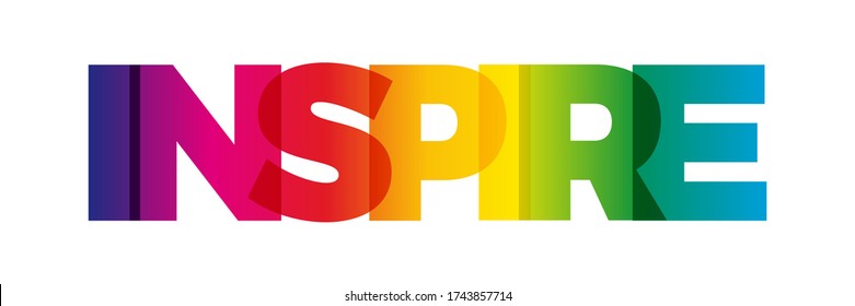 The word Inspire. Vector banner with the text colored rainbow.
