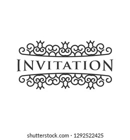 Word invitation with mandala luxury design inspiration, black isolated on white background