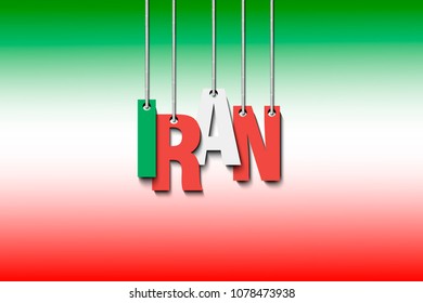 The word Iran hang on the ropes. Vector illustration