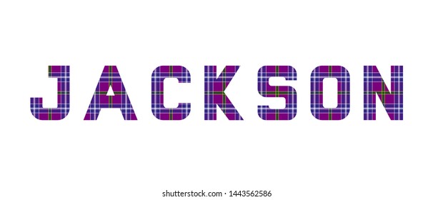 The word "Jackson" composed of letters from Jackson tartan.