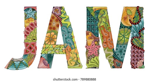 Word JAM. Vector decorative zentangle object
