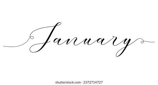 Word JANUARY on white background