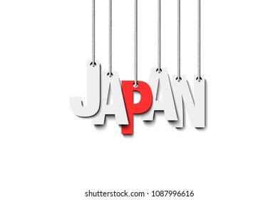 The word Japan hang on the ropes. Vector illustration