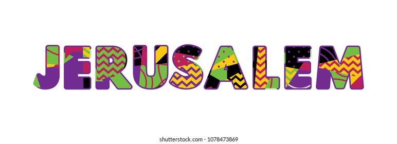 The word JERUSALEM concept written in colorful abstract typography. Vector EPS 10 available.