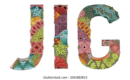 Word JIG. Vector decorative zentangle object