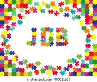 The word "JOB" laid out the pieces of the puzzle.