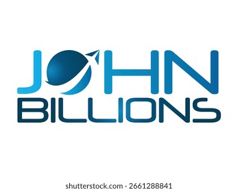 The word "JOHN" is prominently displayed in a gradient of blue hues, transitioning from a lighter, almost sky blue on the left to a deeper, richer blue on the right. The "J" is uniquely integrated wit