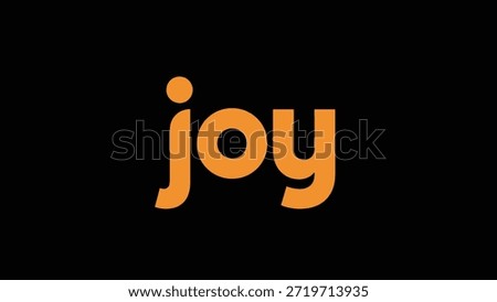 The word 'joy' is displayed in a bold, vibrant orange font against a stark black background, offering a visually striking and minimalist