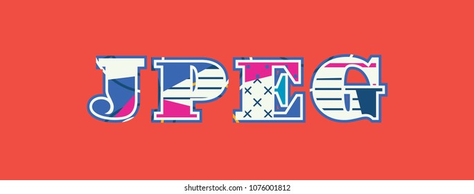 The word JPEG concept written in colorful abstract typography. Vector EPS 10 available.