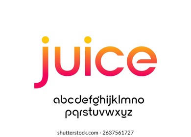 word of juice. modern minimalist clean alphabet font. lowercase bold and  round typography vector illustration design