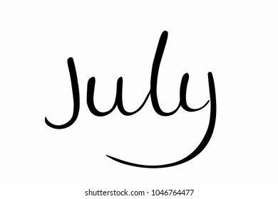 Word July Hand Lettered On White Stock Vector (Royalty Free) 1046764477 ...