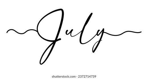 Word JULY on white background