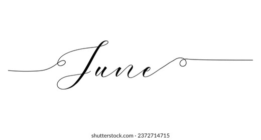 Word JUNE auf weißem Hintergrund