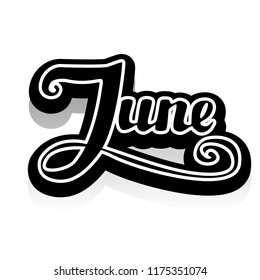 Word June vector lettering