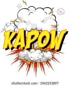 Word Kapow on comic cloud explosion background illustration