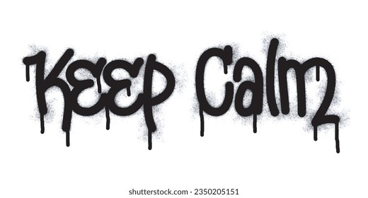 the word keep calm graffiti is sprayed in black on white
