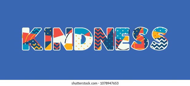 The word KINDNESS concept written in colorful abstract typography. Vector EPS 10 available.